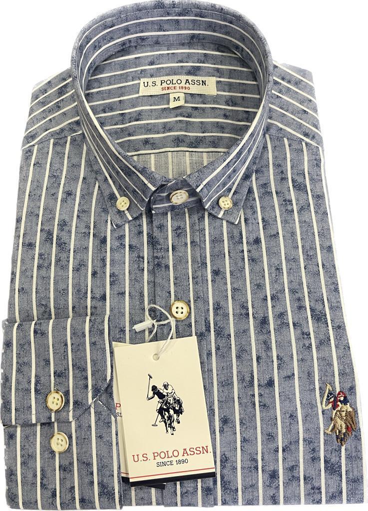 Men’s Striped Button-Down Shirt – Blue Oxford